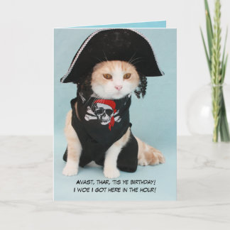 Carte Chat de pirate drôle personnalisable
