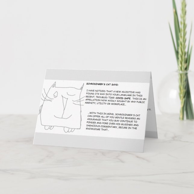 Carte Chat de Schrodinger : Covid Safe (Devant)