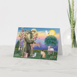 Carte Chat de Siamese et Saint François