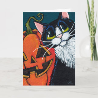 Carte Chat de smoking et lanterne de sourire de