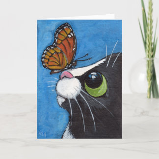 Carte Chat de smoking et papillon de vice-roi
