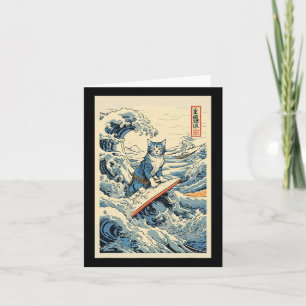 Carte Chat de surf Hokusai Grande vague au large de Kana
