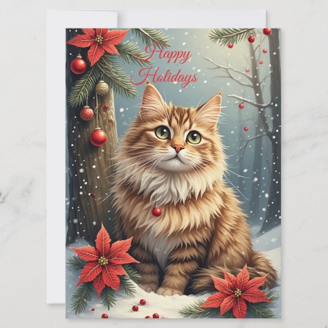 Carte Chat de vœux saisonniers  (Devant)