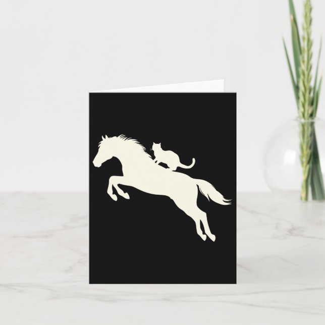Carte Chat D'Équitation Silhouette Pour Amoureux des ani (Devant)