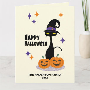 Carte Chat d'Halloween atomique du milieu du siècle