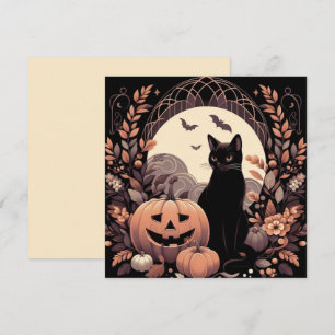 Carte Chat d'Halloween et citrouille effrayante