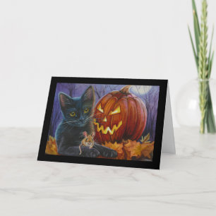 Carte Chat d'Halloween et souris n° 2 Aquarelle Art