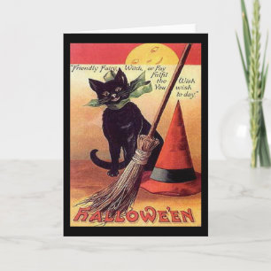 Carte Chat d'Halloween noir vintage
