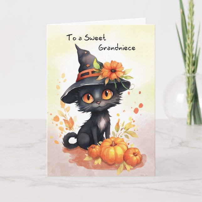 Carte Chat d'Halloween sucré Grand Niece (Devant)