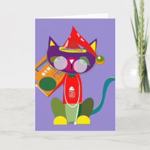 Carte Chat DJ de Noël · vibra bonito ·