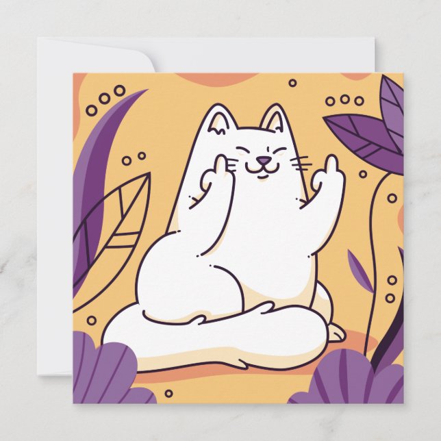 Carte Chat donnant le doigt (Devant)