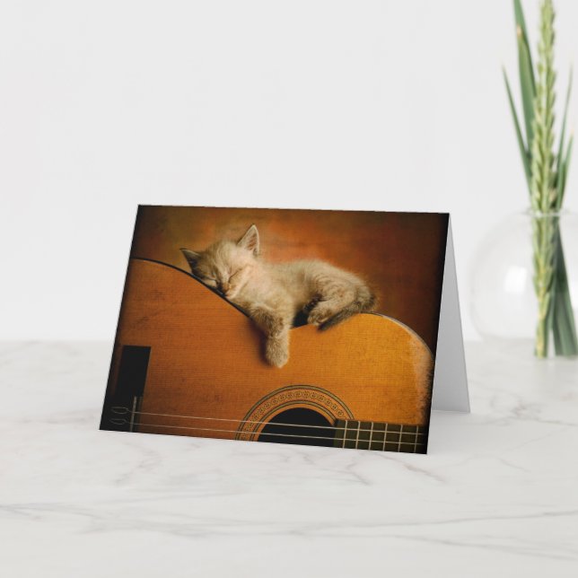 Carte Chat dormant sur la guitare (Devant)