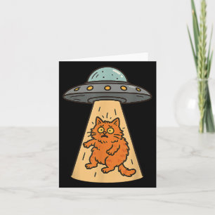Carte Chat Drôle Alien Abduction Ufo Vaisseau Spatial Ki
