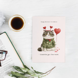 Carte Chat drôle anti-Saint-Valentin   Je vous tolère le