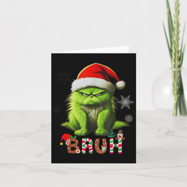 Carte Chat drôle Bruh disant Bro  (Devant)