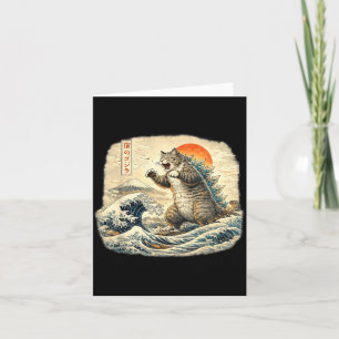 Carte Chat Drôle Catzilla Chat Art Japonais pour Hommes