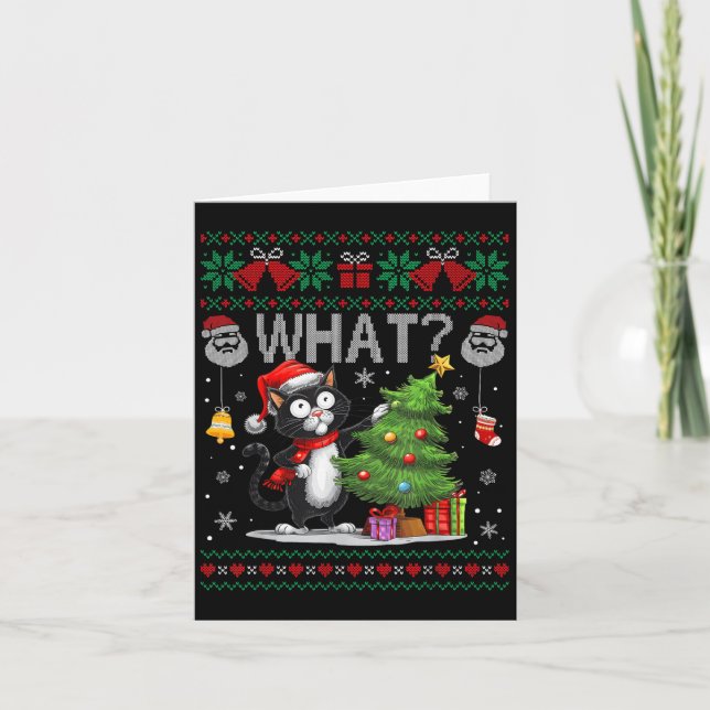 Carte Chat drôle Ce Chat Noir Arbre de Noël Chat laide N (Devant)