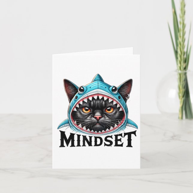 Carte Chat Drôle, Citation Motivationnelle de Mentalité, (Devant)