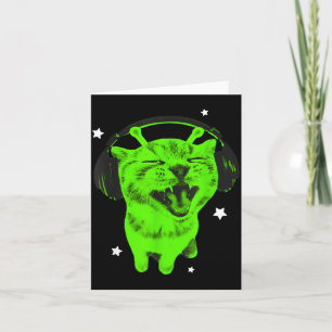 Carte Chat drôle d'alien Y2k Mème Rétro Chat idiot Vinta