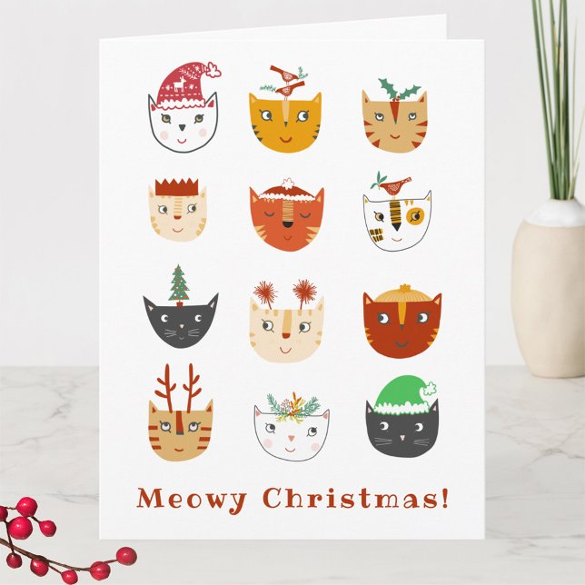 Carte Chat drôle de Noël miauleux Fêtes (Créateur téléchargé)
