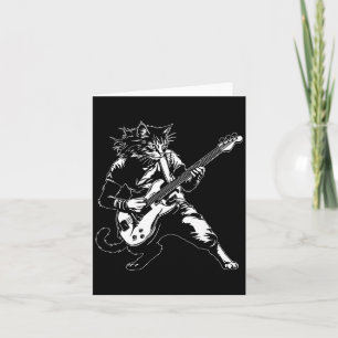 Carte Chat Drôle Jouant B Guitare Rock Amoureux de Musiq