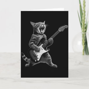 Carte Chat Drôle Jouant Du Guitare Rock And Roll Hommes