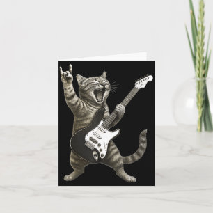 Carte Chat Drôle Jouant Guitare Rock And Roll Hommes Fem