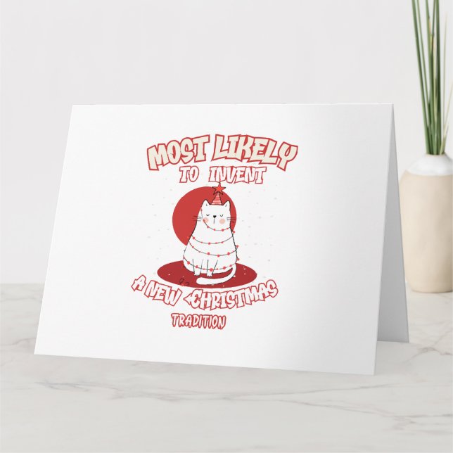 Carte Chat drôle le plus susceptible d'inventer une nouv (Devant)