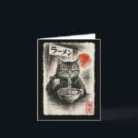 Carte Chat Drôle Mangeant des Nouilles Ramen Sumi-e Japo<br><div class="desc">Chat Drôle Mangeant des Nouilles Ramen Sumi-e Japonais Kawaii Anime</div>