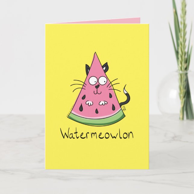 Carte Chat drôle pastèque mignon enfants (Devant)