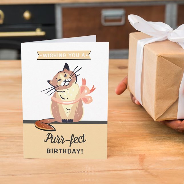 Carte Chat drôle "Purr-fect" N'Importe Quel Âge Annivers (Créateur téléchargé)