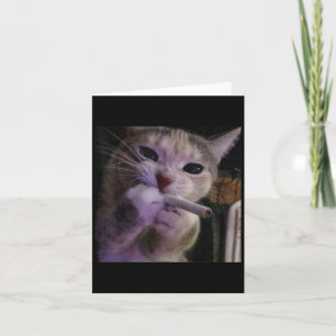 Carte Chat drôle qui fume, Kitty cigarette Mème Gen Z, C