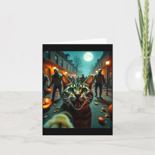 Carte Chat drôle selfie Halloween Zombies Humour