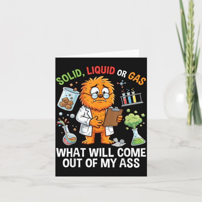 Carte Chat Drôle Solide Liquide Ou Gaz Physique Science (Devant)
