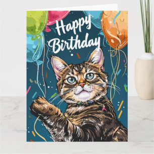 Carte Chat du Bengale avec ballons