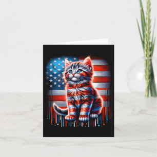 Carte Chat du mois de juillet Drapeau américain Chat mig