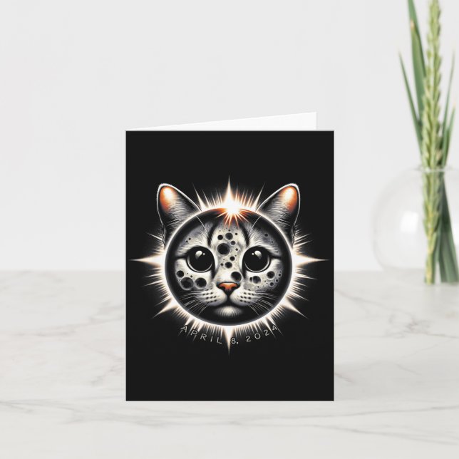 Carte Chat du total éclipse solaire 2024 avec date d'avr (Devant)
