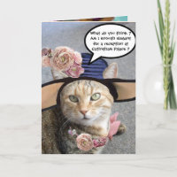 CHAT ÉLÉGANT AVEC GRAND CASQUETTE DIVA, ROSES ROSE