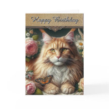 Chat élégant vintage Maine Coon