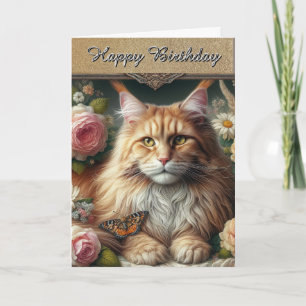 Carte Chat élégant vintage Maine Coon