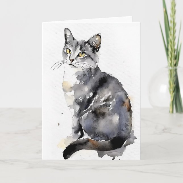 Carte Chat en aquarelles (Devant)