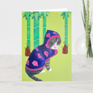 Carte Chat en bambou de passage d'animaux