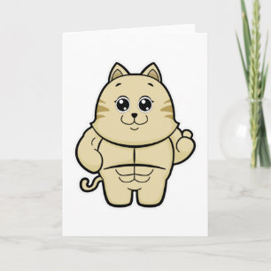 Carte Chat en Bodybuilder avec Six pack