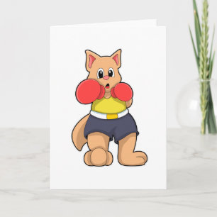 Carte Chat en Boxeur à la Boxe