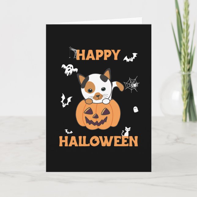 Carte Chat En Citrouille Chats Doux Joyeux Halloween (Devant)