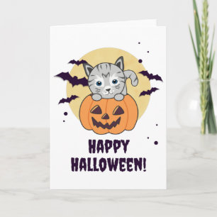 Carte Chat En Citrouille Chats Doux Joyeux Halloween