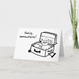 Carte Chat en Colère dans une valise - Drôle cadeau pour