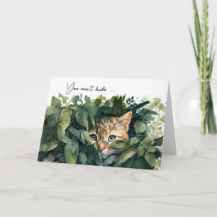 Carte Chat En Feuille Vert Anniversaire