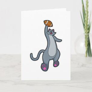 Carte Chat en joueur de football avec ballon de football