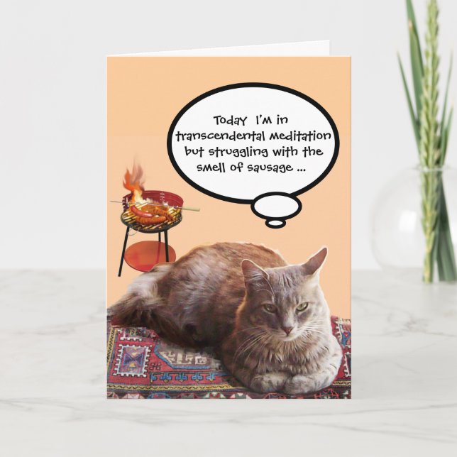 CARTE CHAT EN MÉDITATION TRANSCENDANTALE (Devant)